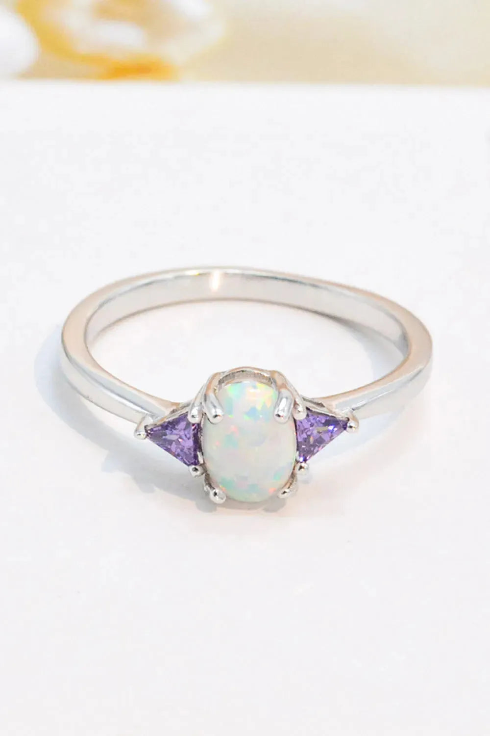 Contrast 925 Sterling Silver Opal Ring Opal - Tophatter Daily Deals