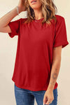 Round Neck Cuffed Short Sleeve Tee Women's T-Shirts - Tophatter Daily Deals