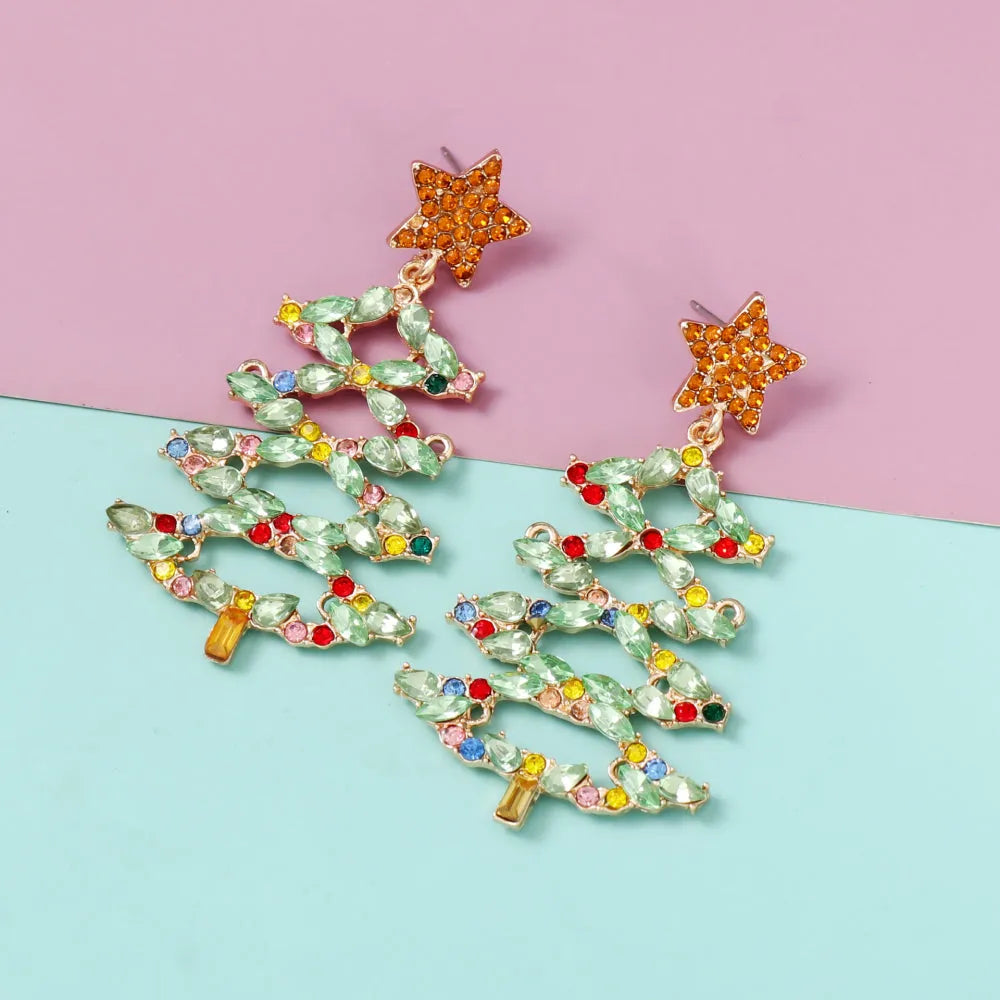 Christmas Tree Rhinestone Alloy Earrings Earrings - Tophatter Daily Deals