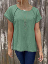 Raw Hem Round Neck Short Sleeve T-Shirt Sage Women's T-Shirts - Tophatter Daily Deals