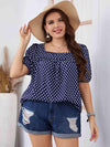 Plus Size Polka Dot Square Neck Blouse Blouses - Tophatter Daily Deals