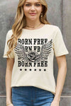 Simply Love Simply Love Full Size BORN FREE Graphic Cotton Tee Ivory Women's T-Shirts - Tophatter Daily Deals