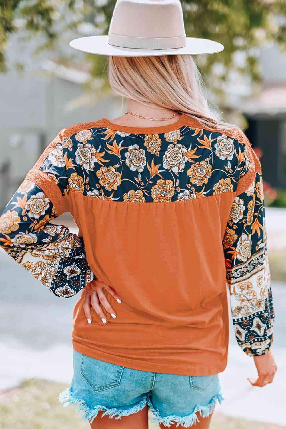 Slogan Graphic Floral Long Sleeve Top Women's T-Shirts - Tophatter Daily Deals