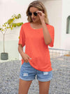 Round Neck Short Sleeve Top Blouses - Tophatter Daily Deals