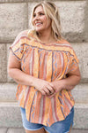 Plus Size Geometric Print Short Sleeve Top Multicolor Blouses - Tophatter Daily Deals