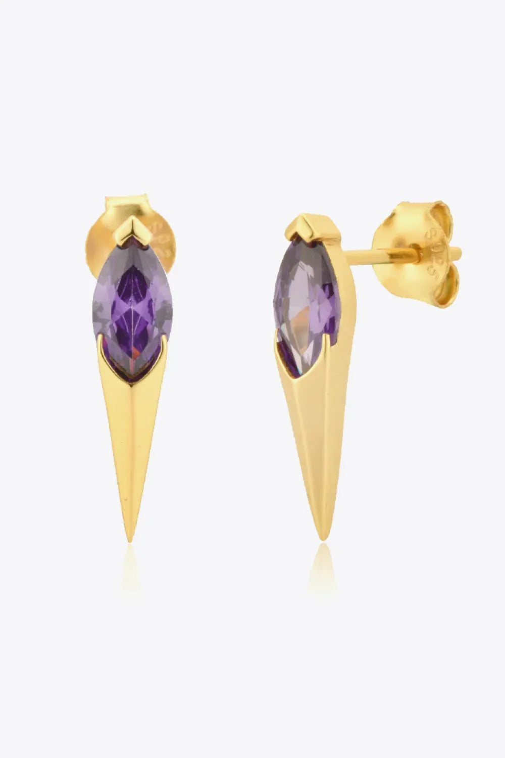 Zircon Decor 925 Sterling Silver Earrings Gold Purple One Size Earrings - Tophatter Daily Deals