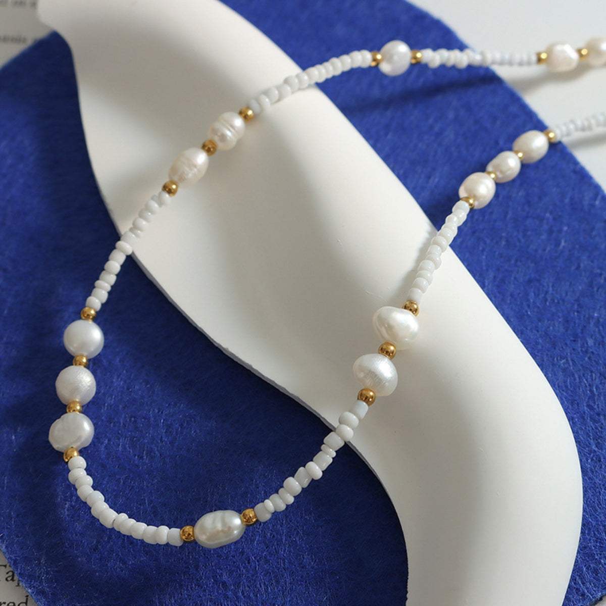 Titanium Steel Glass Bead Pearl Necklace Necklaces - Tophatter Daily Deals