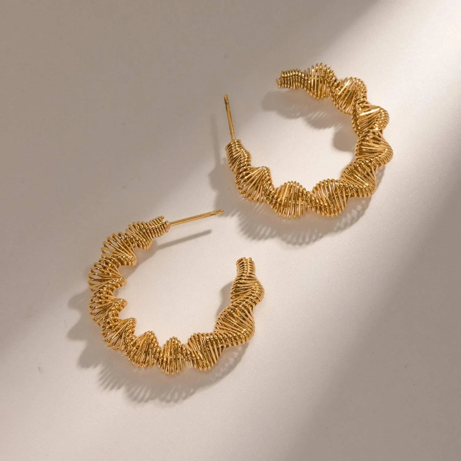 Gold-Plated Stainless Steel C-Hoop Earrings Earrings - Tophatter Daily Deals
