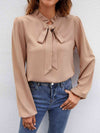 Tie Neck Puff Sleeve Blouse - Tophatter Deals