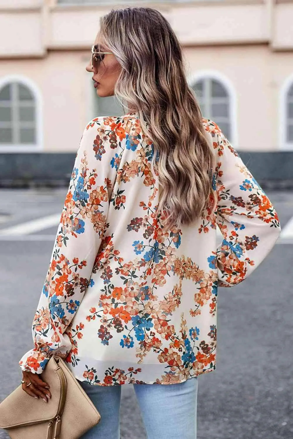 Floral Print Flounce Sleeve Blouse Blouses - Tophatter Daily Deals