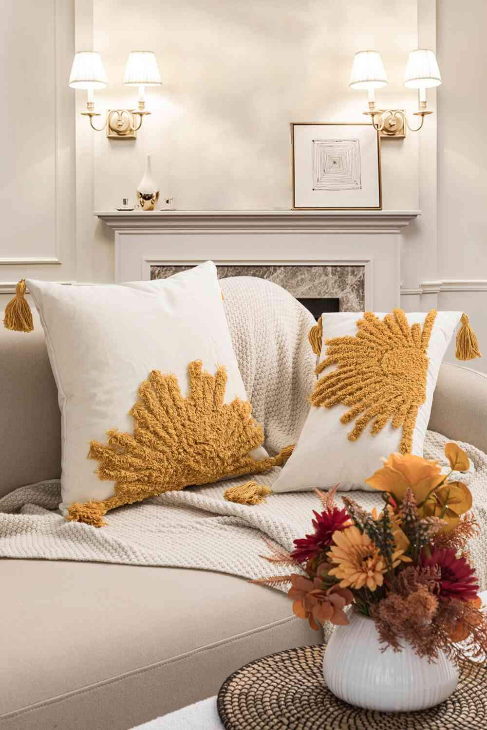 Sun Graphic Tassel Decorative Throw Pillow Case Decorative Pillowcases - Tophatter Daily Deals