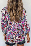 Printed Nochted Neck Ruffled Blouse Blouses - Tophatter Daily Deals