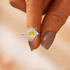 Flower Shape Zircon Platinum-Plated 925 Sterling Silver Ring Rings - Tophatter Daily Deals