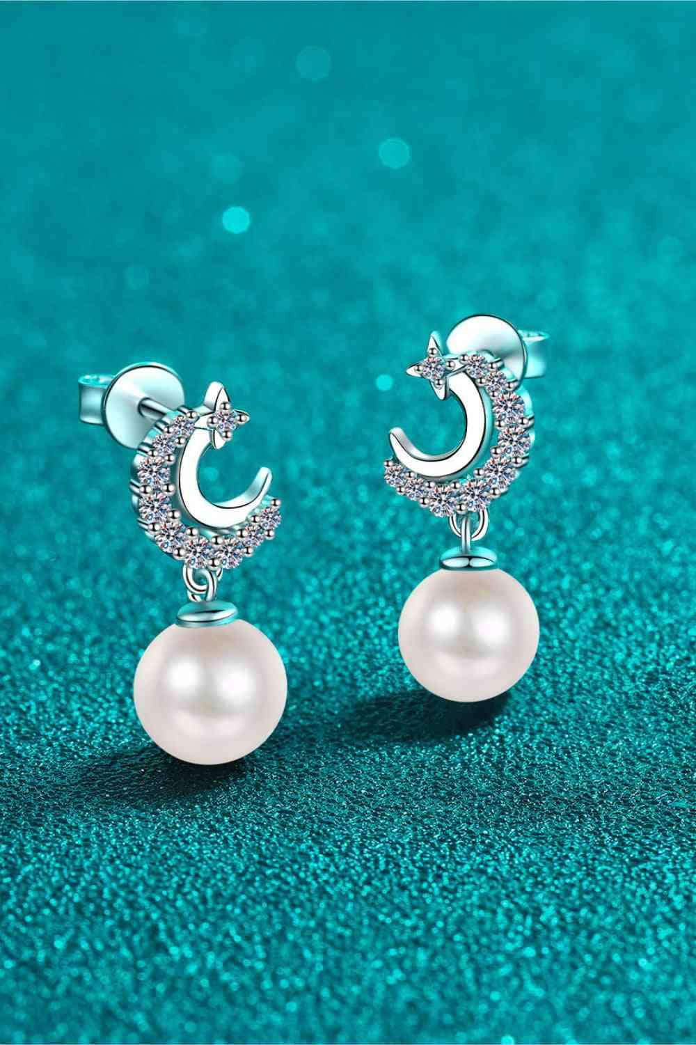 Moissanite Pearl Drop Earrings Moissanite - Tophatter Daily Deals