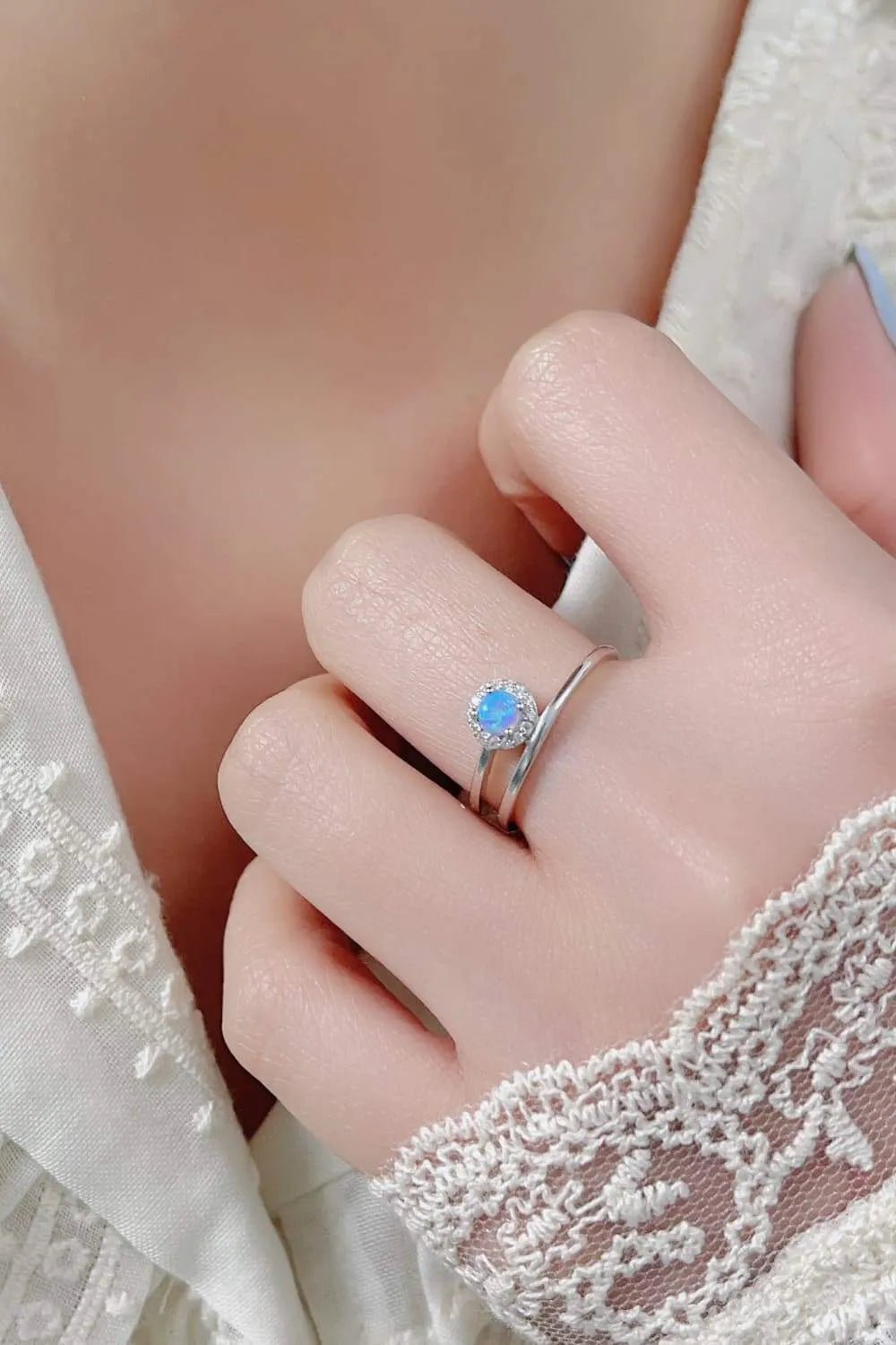 Opal Bypass Ring Sky Blue Opal - Tophatter Daily Deals