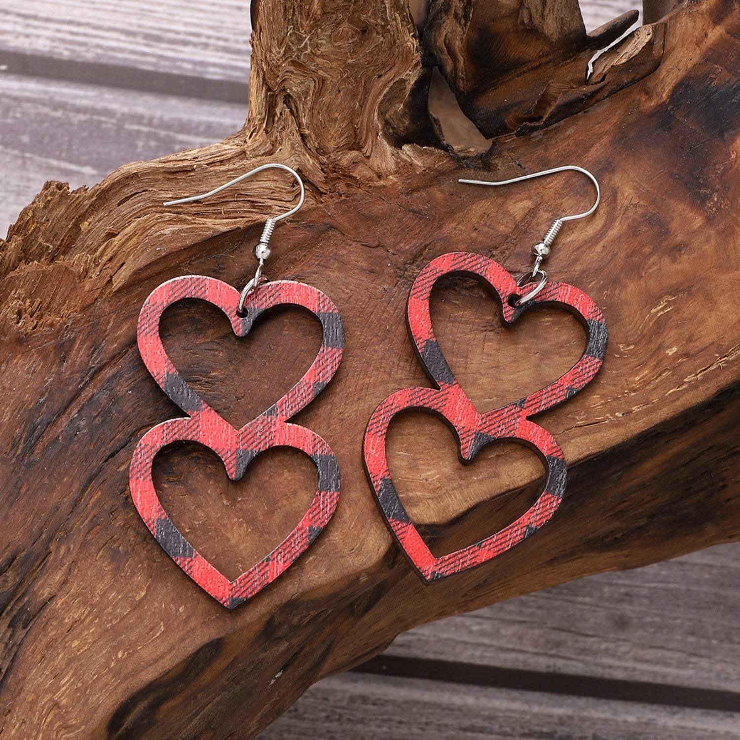 Cutout Heart Shape Wood Earrings Earrings - Tophatter Daily Deals