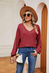 V-Neck Long Sleeve Top Blouses - Tophatter Daily Deals