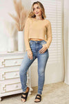 Full Size Long Sleeve Cropped Top Blouses - Tophatter Daily Deals