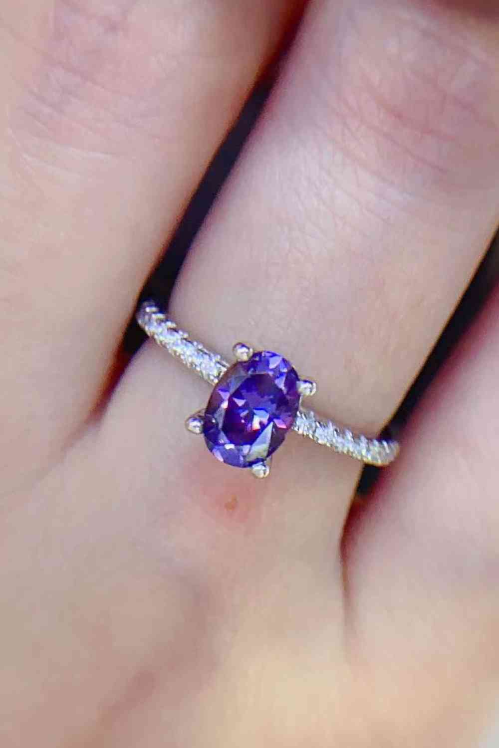 1 Carat Purple Moissanite 4-Prong Ring Moissanite - Tophatter Daily Deals