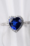 2 Carat Moissanite Heart-Shaped Side Stone Ring Blue Rings - Tophatter Daily Deals