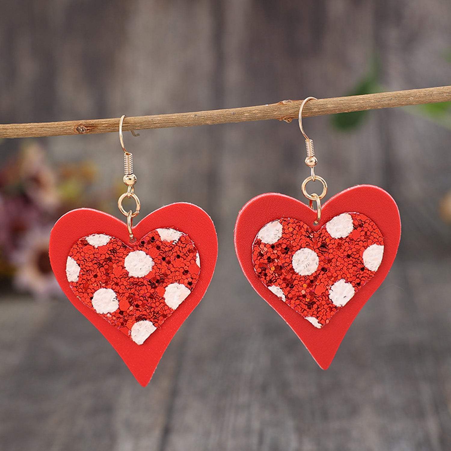 Sequin Heart Leather Drop Earrings Earrings - Tophatter Daily Deals