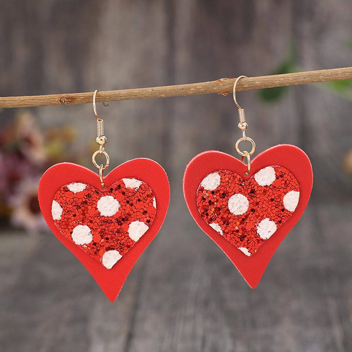 Sequin Heart Leather Drop Earrings Earrings - Tophatter Daily Deals