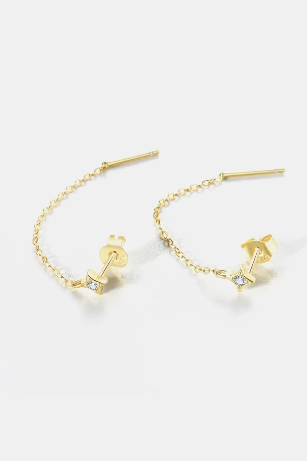 Inlaid Zircon Long Chain Stud Earrings Earrings - Tophatter Daily Deals
