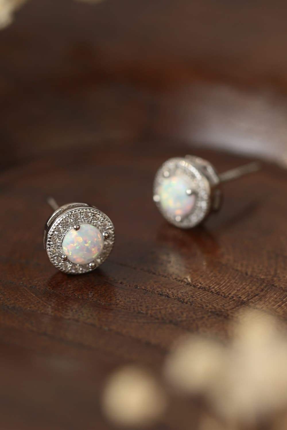 Opal 4-Prong Round Stud Earrings Opal - Tophatter Daily Deals