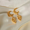 18K Gold-Plated Stainless Steel C-Hoop Dangle Earrings Earrings - Tophatter Daily Deals
