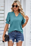 Heathered Notched Short Sleeve T-Shirt Women's T-Shirts - Tophatter Daily Deals