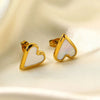 Heart Stainless Steel Stud Earrings Gold White One Size Earrings - Tophatter Daily Deals