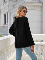 V-Neck Long Sleeve Blouse Blouses - Tophatter Daily Deals