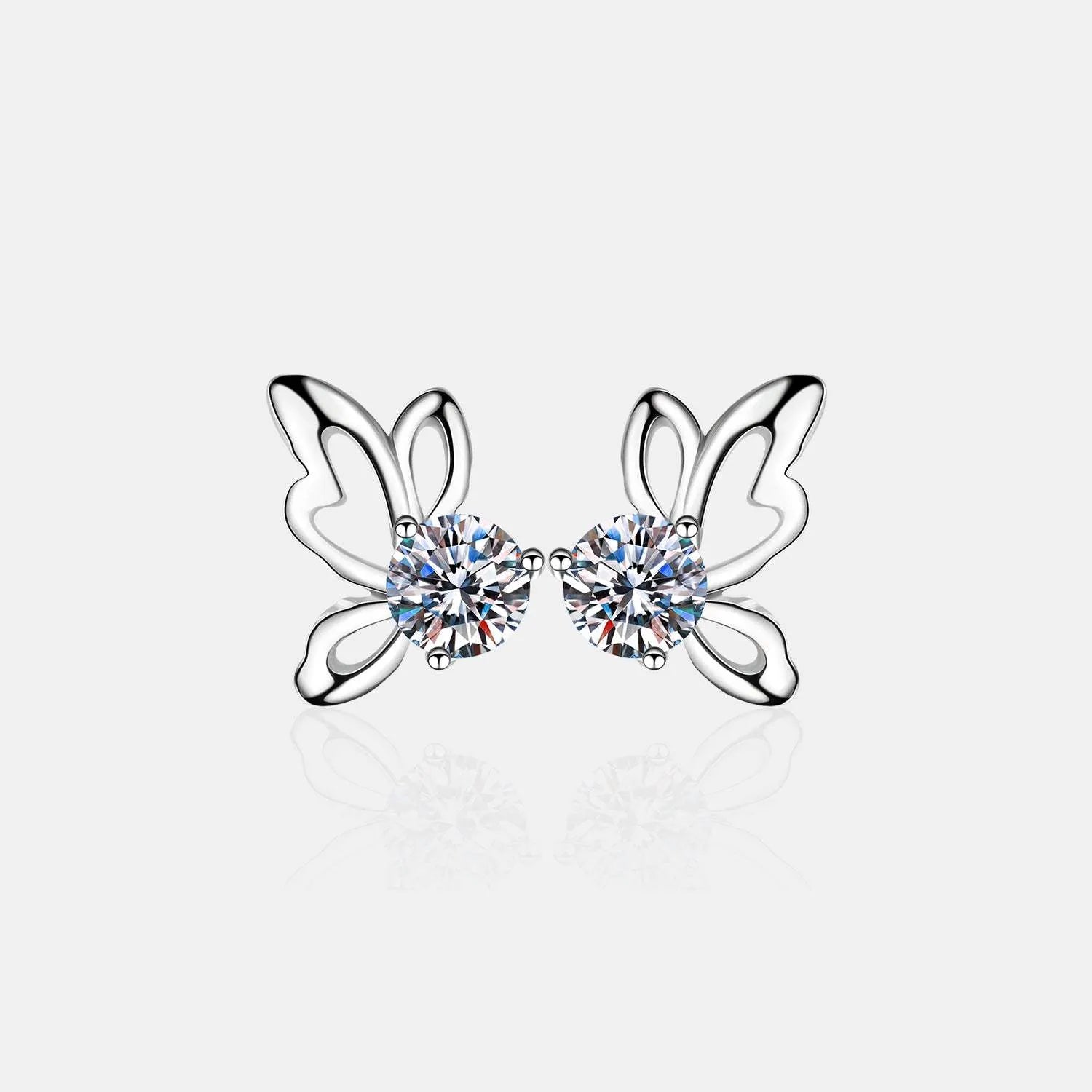 1 Carat Moissanite Butterfly Shape Earrings Silver One Size Moissanite - Tophatter Daily Deals