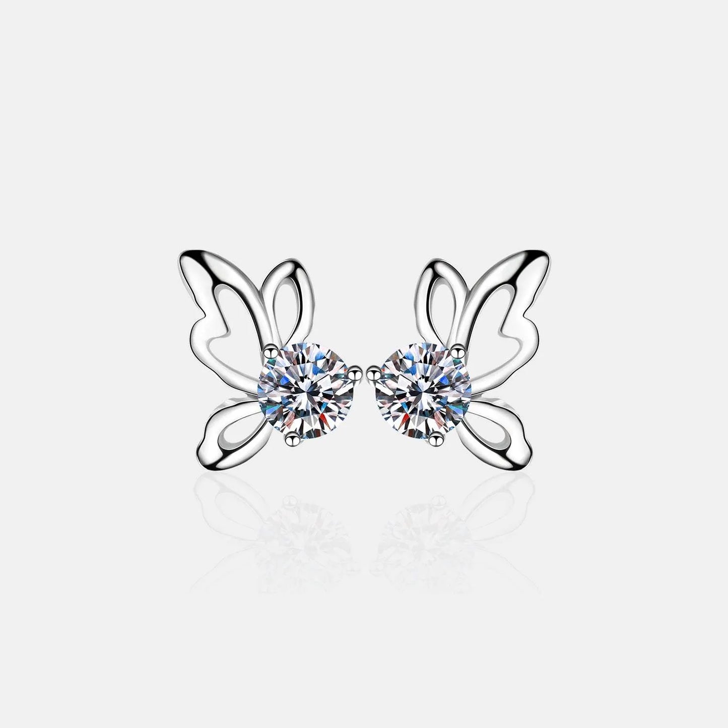 1 Carat Moissanite Butterfly Shape Earrings Silver One Size Moissanite - Tophatter Daily Deals