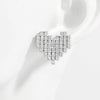 925 Sterling Silver Inlaid Zircon Heart Stud Earrings Silver One Size Earrings - Tophatter Daily Deals