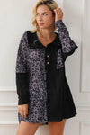 Half Button Leopard Collared Neck Blouse Black Blouses - Tophatter Daily Deals