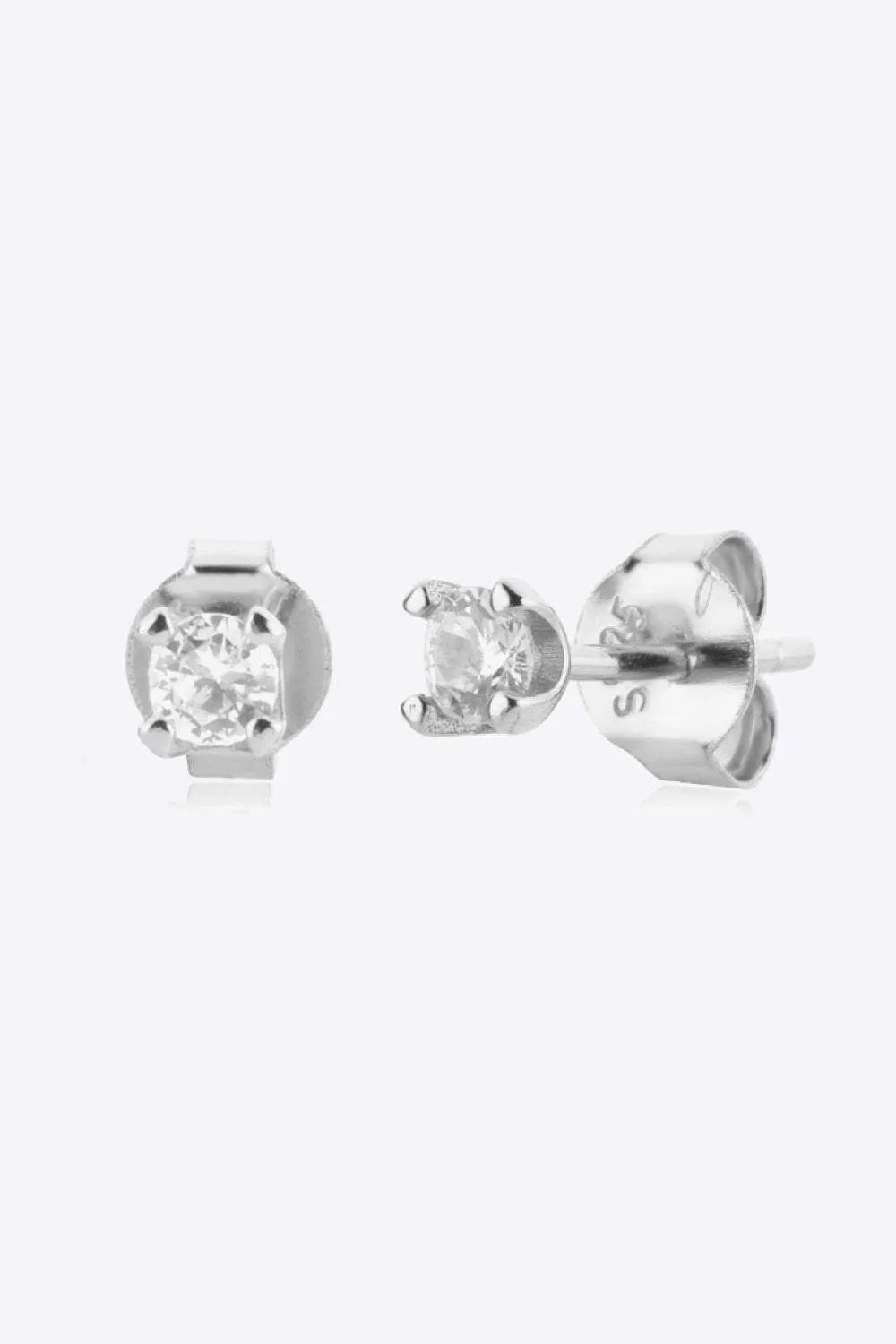 Zircon 925 Sterling Silver Stud Earrings Silver One Size Earrings - Tophatter Daily Deals
