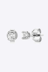 Zircon 925 Sterling Silver Stud Earrings Silver One Size Earrings - Tophatter Daily Deals