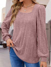 Square Neck Long Sleeve Top Blouses - Tophatter Daily Deals