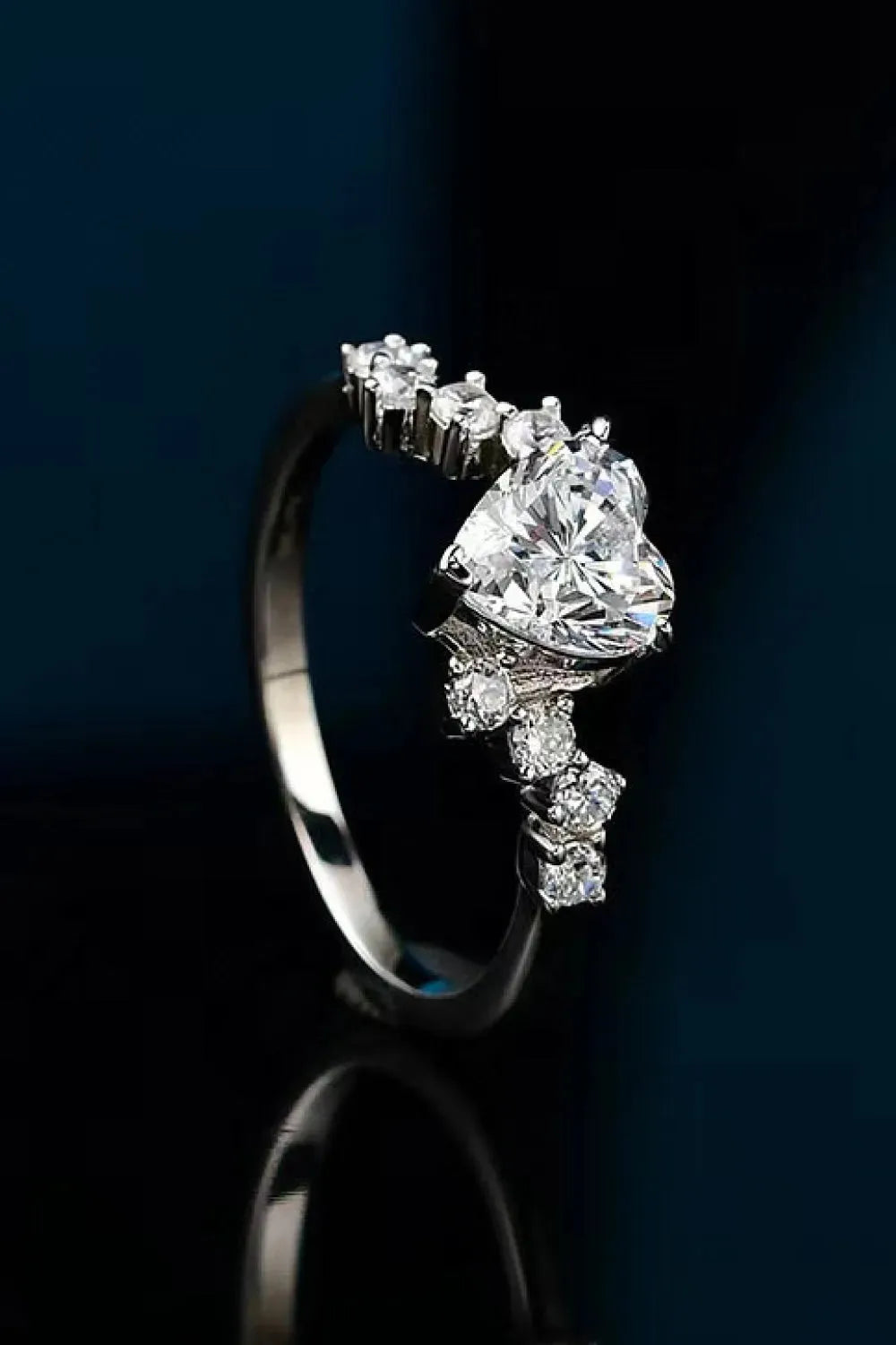 1 Carat Moissanite Heart 925 Sterling Silver Ring Rings - Tophatter Daily Deals