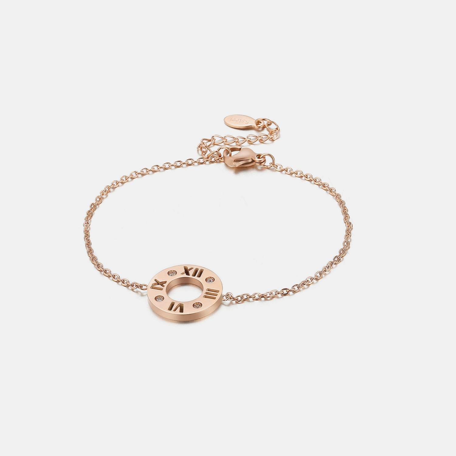 Stainless Steel Pierced Rhinestone Bracelet Rose Gold One Size Bracelets - Tophatter Daily Deals