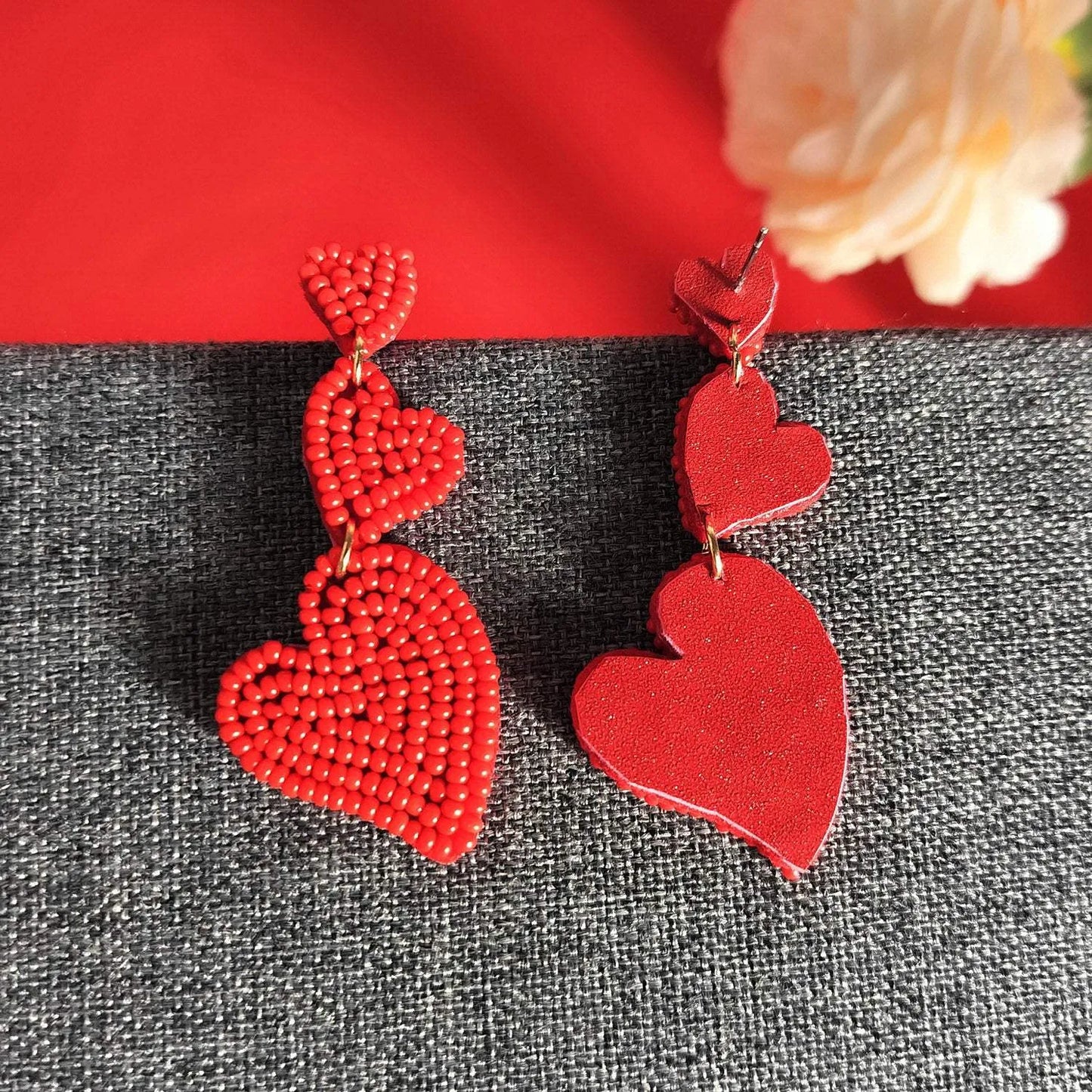 Bead Stainless Steel Heart Dangle Earrings Earrings - Tophatter Daily Deals