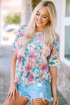 Floral Round Neck Babydoll Top Women's T-Shirts - Tophatter Daily Deals