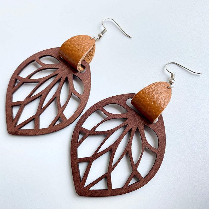 Leaf Drop Earrings Caramel One Size Earrings - Tophatter Daily Deals