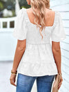 Smocked Square Neck Babydoll Blouse Blouses - Tophatter Daily Deals