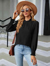 Round Neck Flounce Sleeve Blouse Black Women's T-Shirts - Tophatter Daily Deals