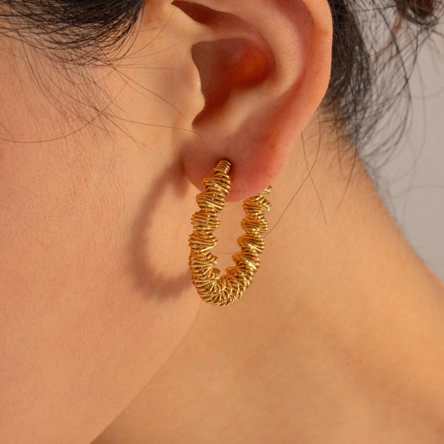 18K Gold-Plated Stainless Steel C-Hoop Earrings Earrings - Tophatter Daily Deals