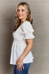 Culture Code Sweet Serenity Full Size V-Neck Puff Sleeve Button Down Top Blouses - Tophatter Daily Deals