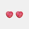 Sequin Heart Inlaid Bead Alloy Earrings Deep Rose One Size Earrings - Tophatter Daily Deals