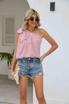 Tied One-Shoulder Sleeveless Top Lavender Blouses - Tophatter Daily Deals